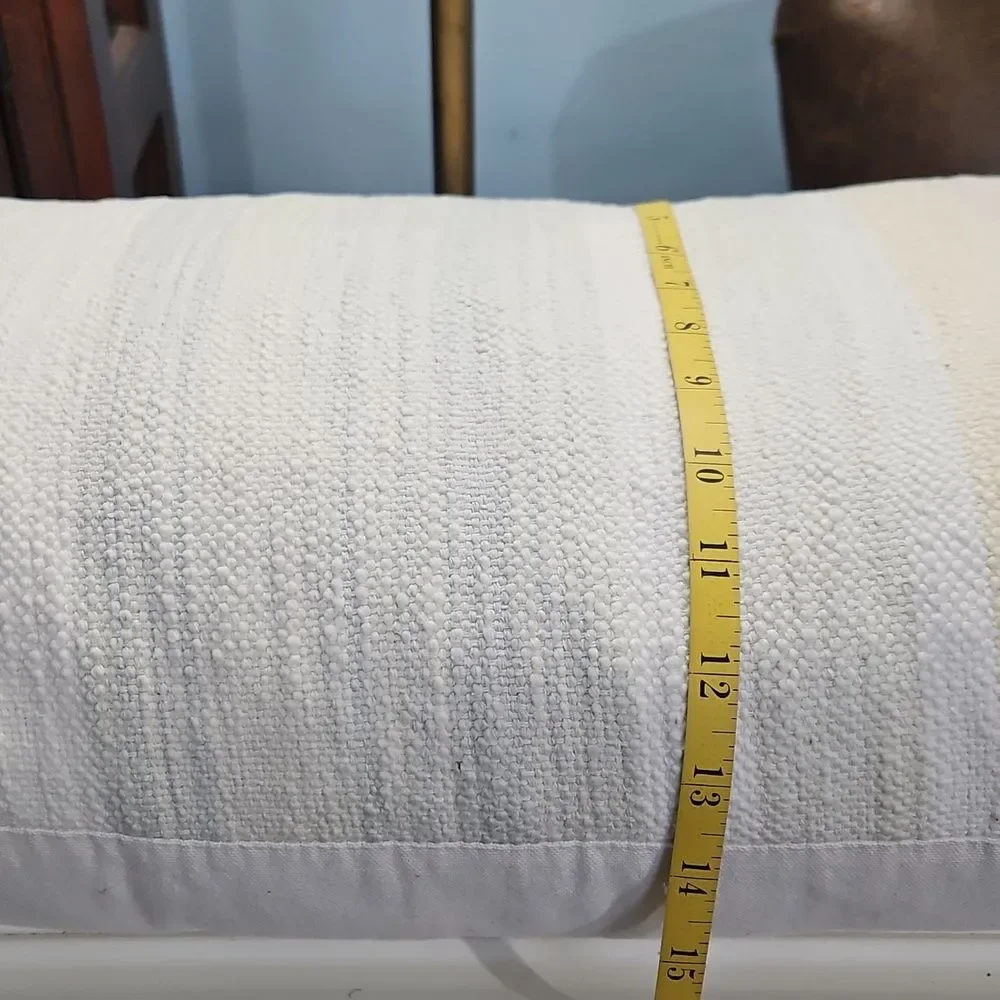Coastal Elegant Cream and White Textured Lumbar Pillow